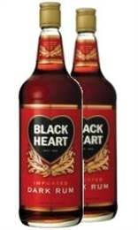 2 x Black Heart Rum 1 litres, 37.5%